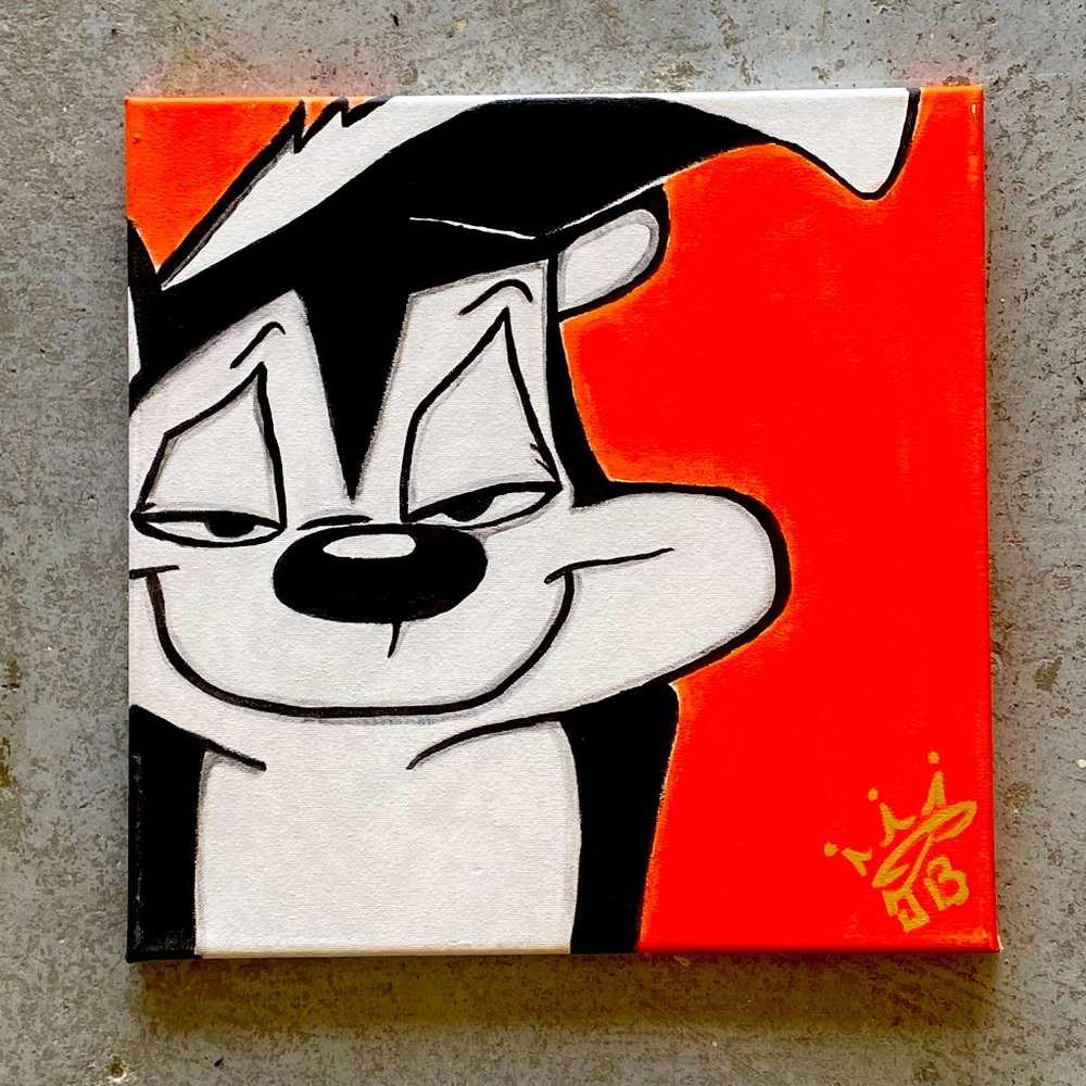 Pepé Le Pew Painting Original Artwork 12” by 12” Canvas Painting Urban Art